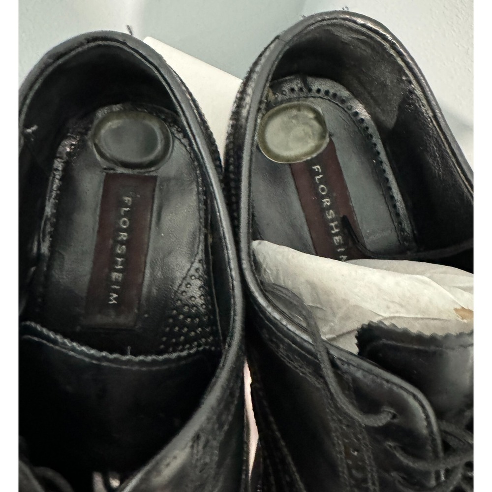 Florsheim 17066 Black Leather Lace Up Wingtip Brogue Shoes mens 9.5 D - Picture 9 of 9